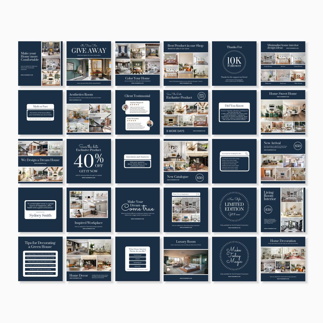 Home Decor For Real Estate Social Media Instagram Templates Posts Example.