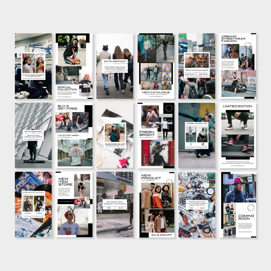 Fashion Street Style Instagram Social Media Template Story Example.