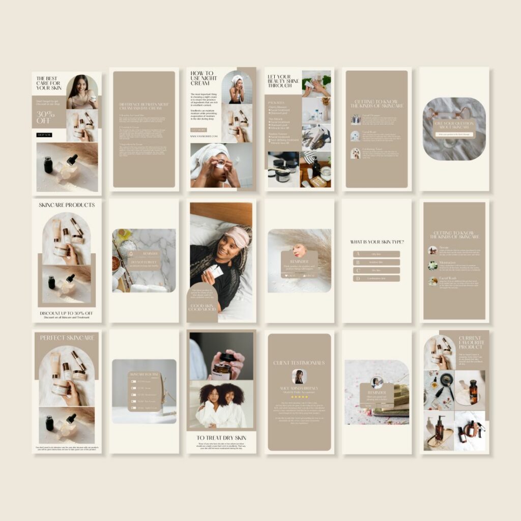 Instagram Template Canva Skincare, Social Media Templates For Skincare ...