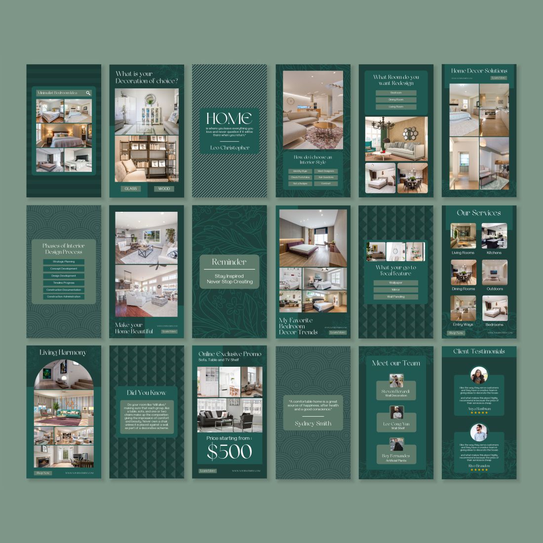 Home Decor Instagram Posts And Stories Canva Template Stories Example.