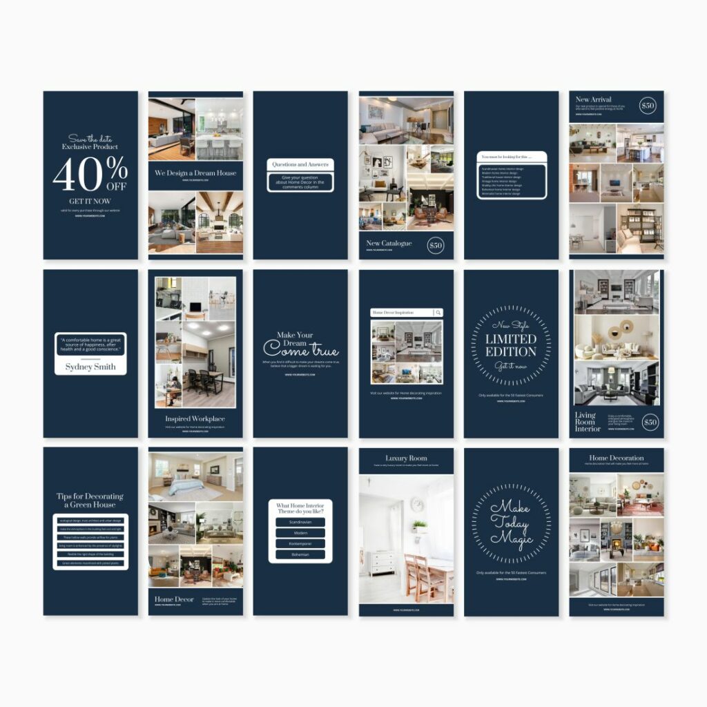 Instagram Template Canva Home Decor, Social Media Templates For Real ...