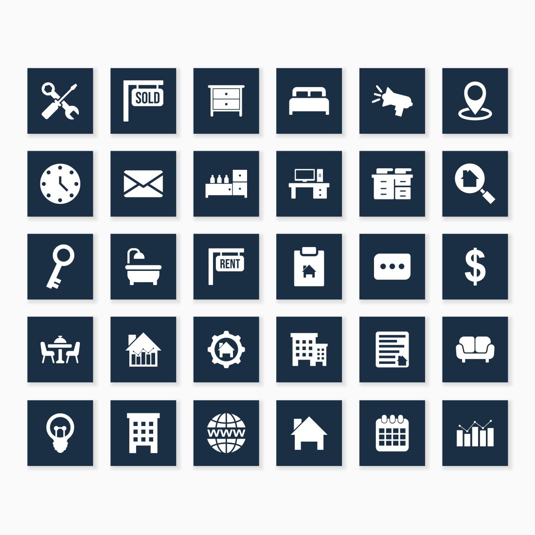 Home Decor For Real Estate Social Media Instagram Templates Icons.