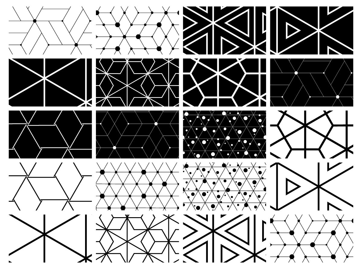 Geometric lines in BW colors.