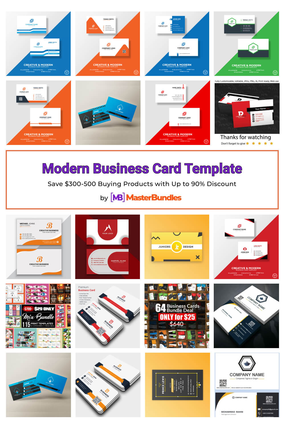 modern business card template pinterest image.
