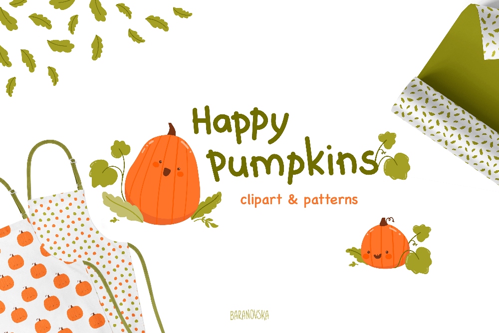 Happy Pumpkins Clipart and Patterns facebook image.
