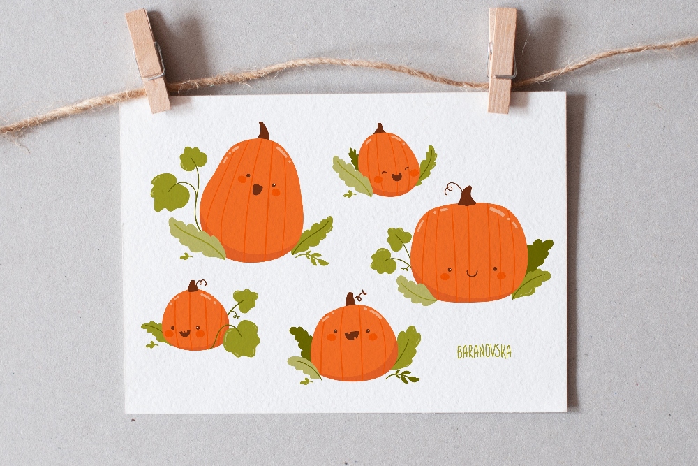 Happy Pumpkins Clipart and Patterns