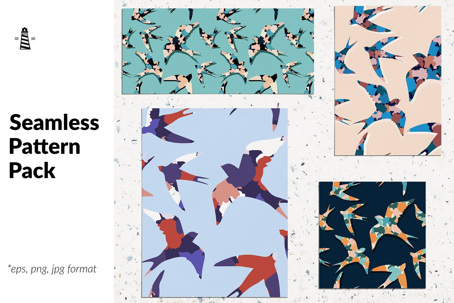 Cover image of Swallows seamless patterns.