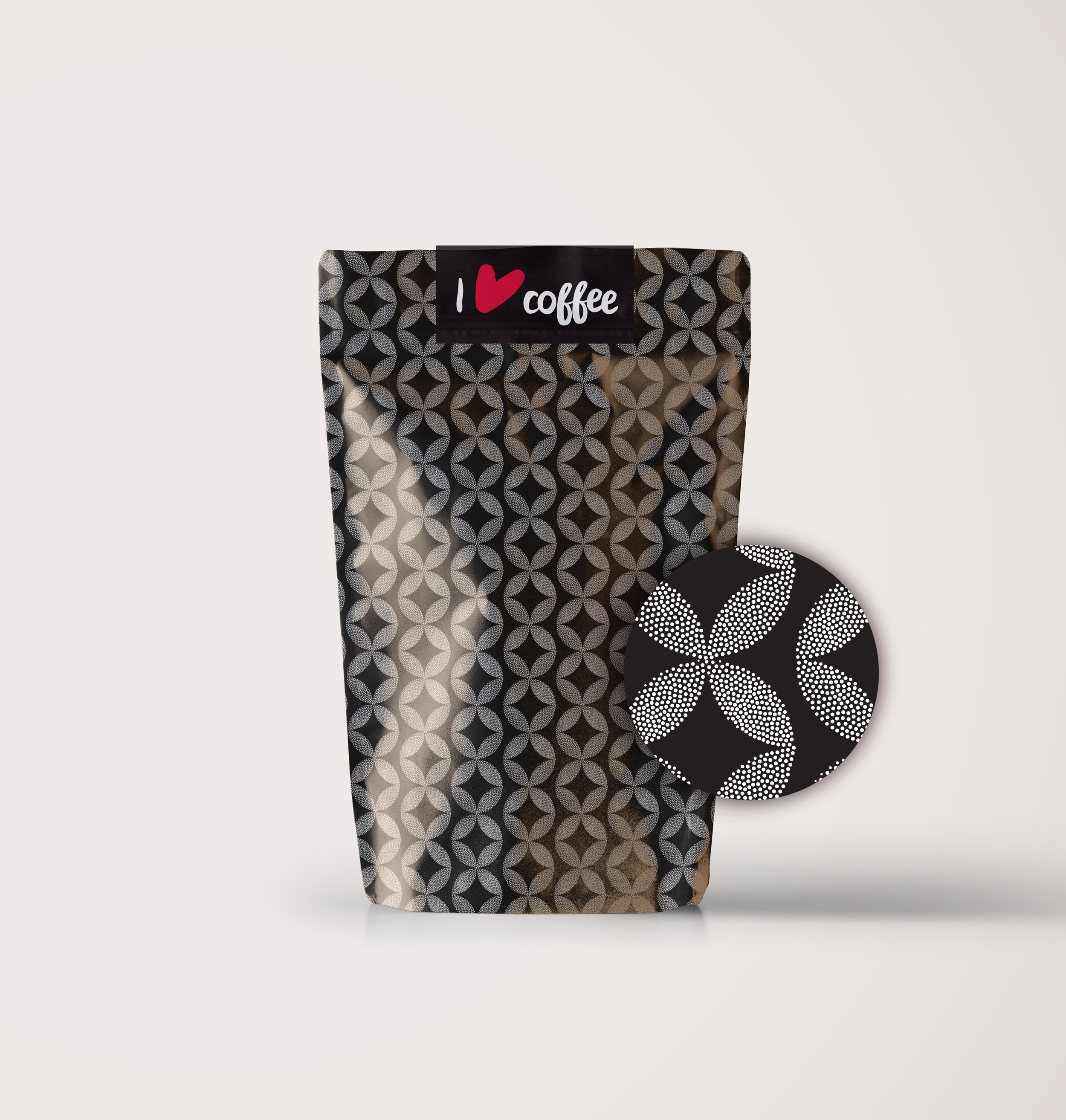 Cool black print for coffee package.