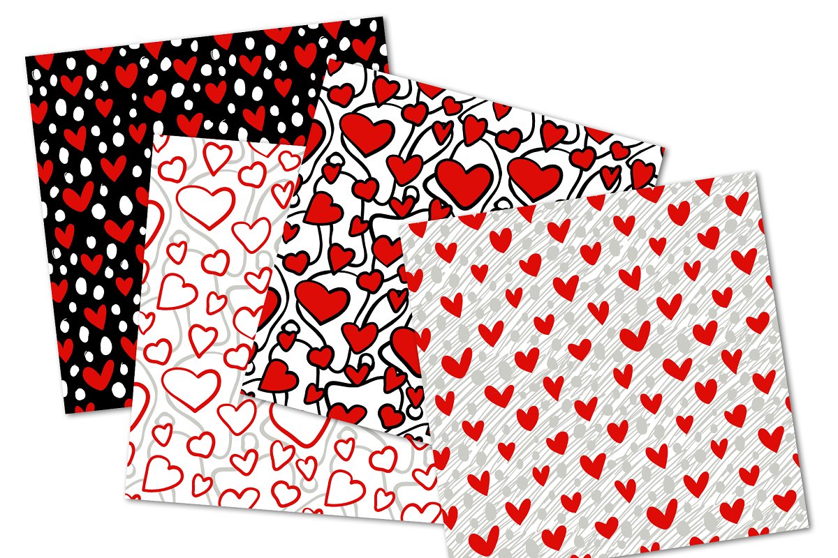 Cute patterns with lovely hearts.