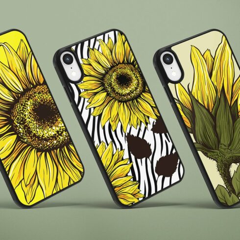 Phone case with sunflowers.