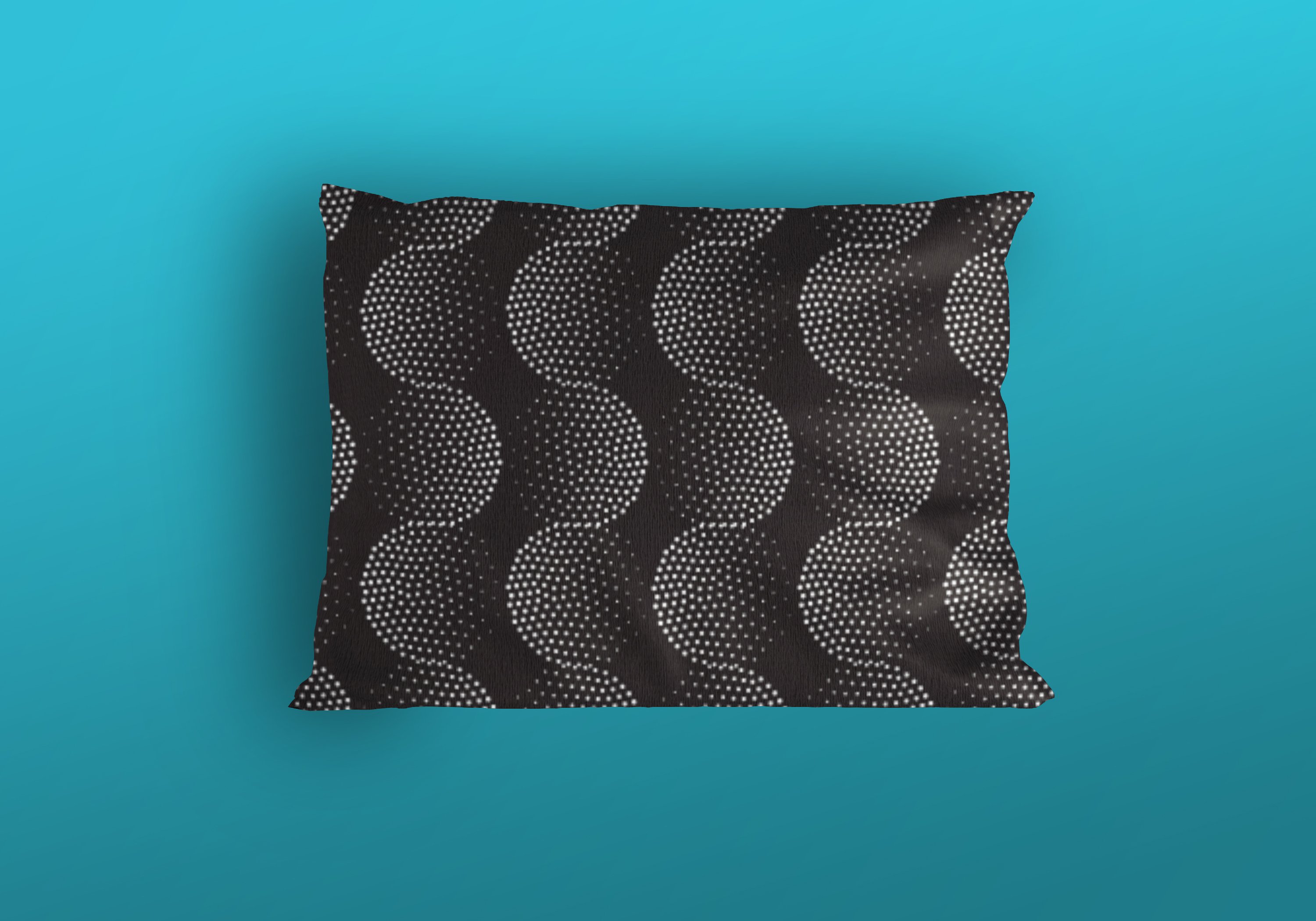 Dark pillow with an interesting ornament.