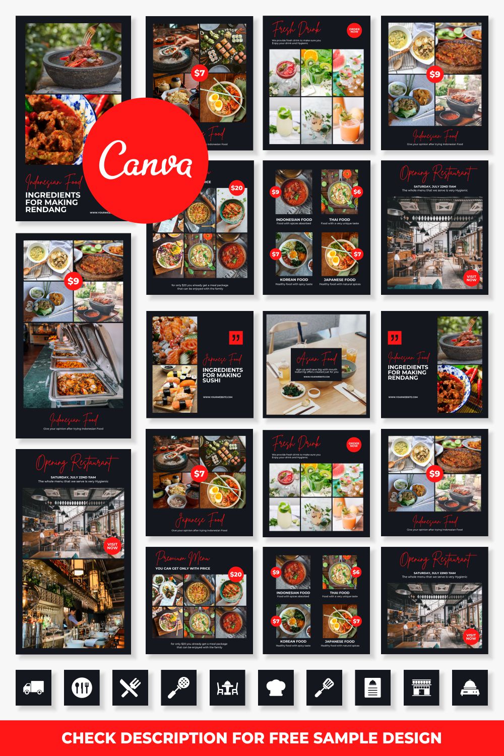 Food And Restaurant Instagram Post Canva Instagram Templates Pinterest Image.