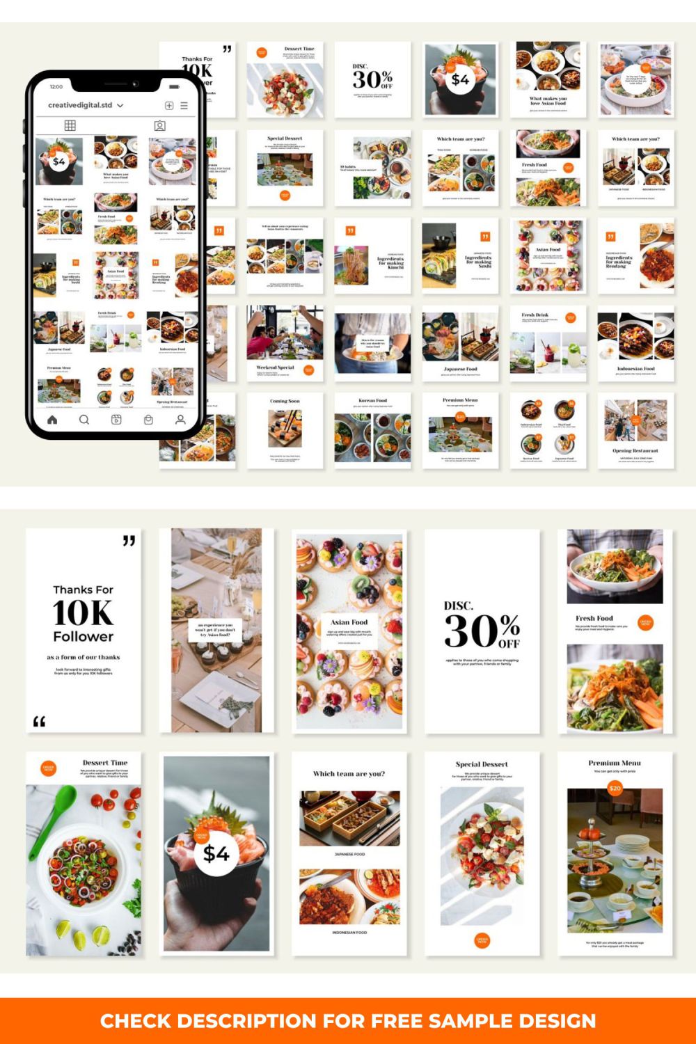 Restaurant Business Instagram Template Designs Pinterest Image.