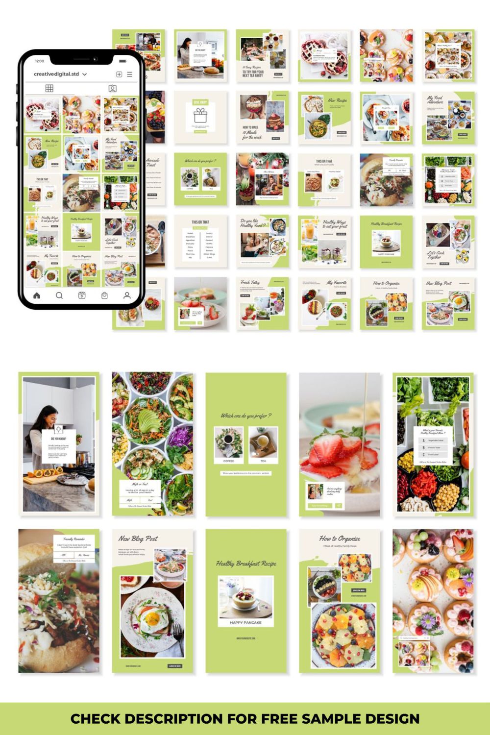 Food Blogger Restaurant Story And Post Instagram Template Pinterest Image.