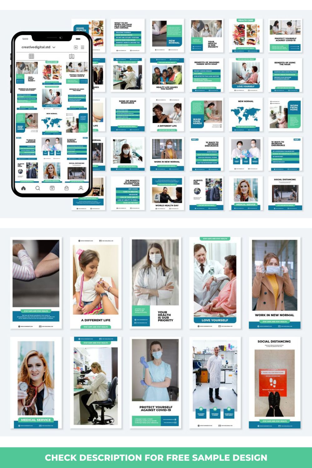 Medical Instagram Marketing Story And Icon Templates Pinterest Image.