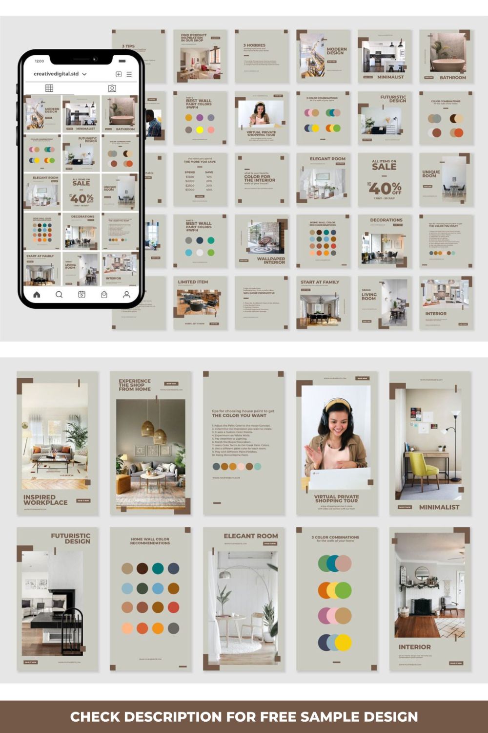Home Decor Story And Icon Social Media Instagram Marketing Template Pinterest Image.