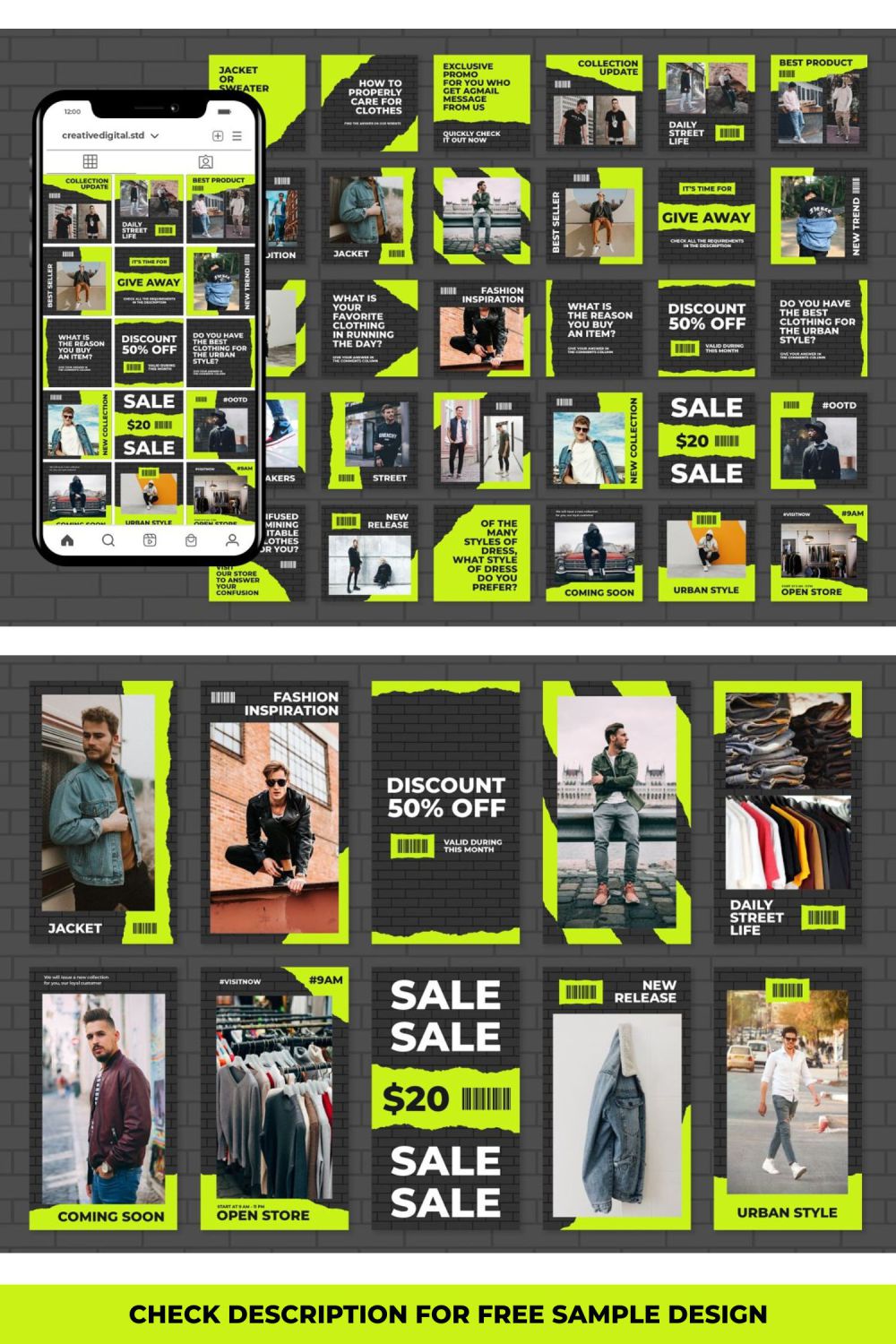 Street Style Story and Icon Social Media Template Pinterest Image.