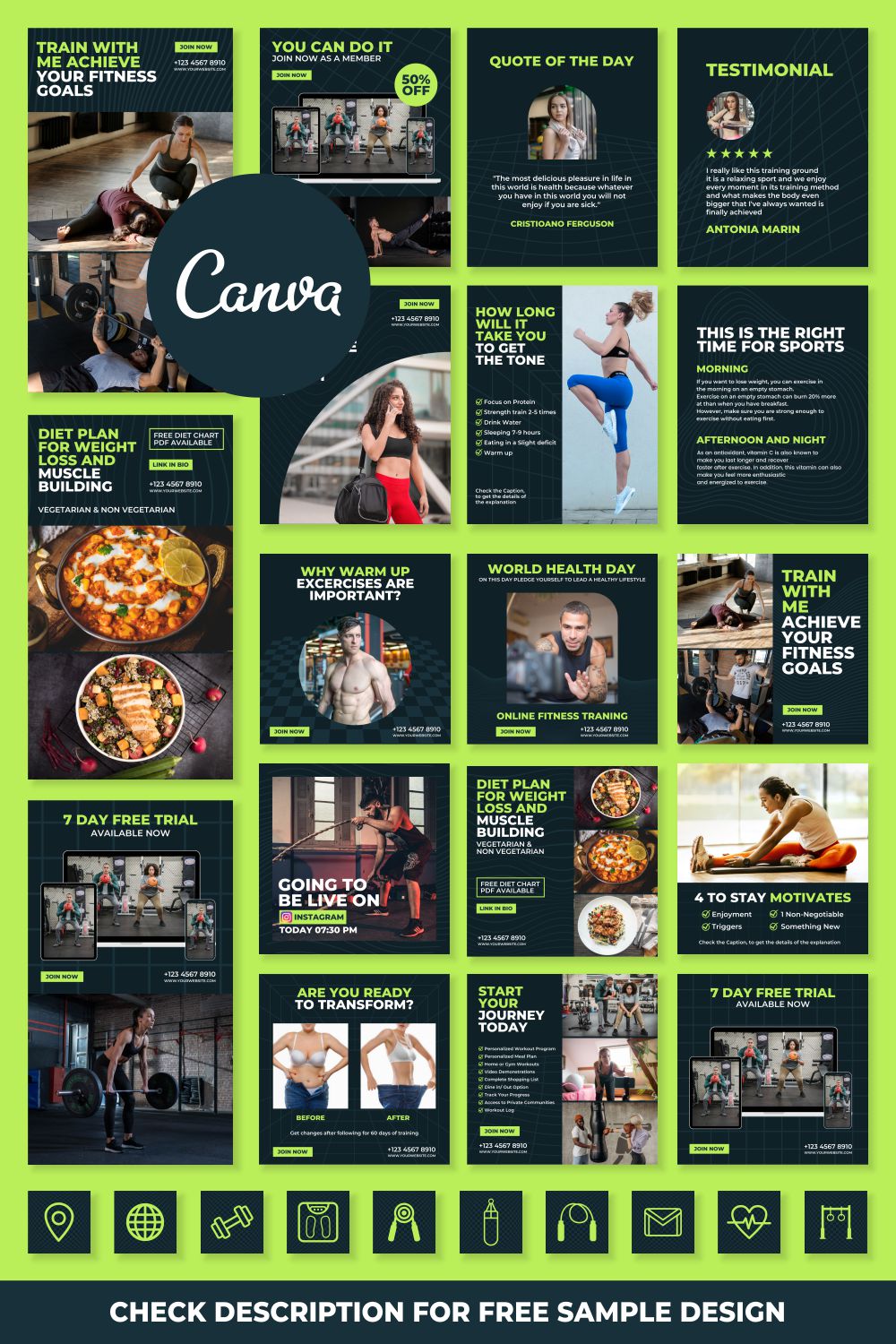 Coaches Social Media Instagram Templates Pinterest Image.