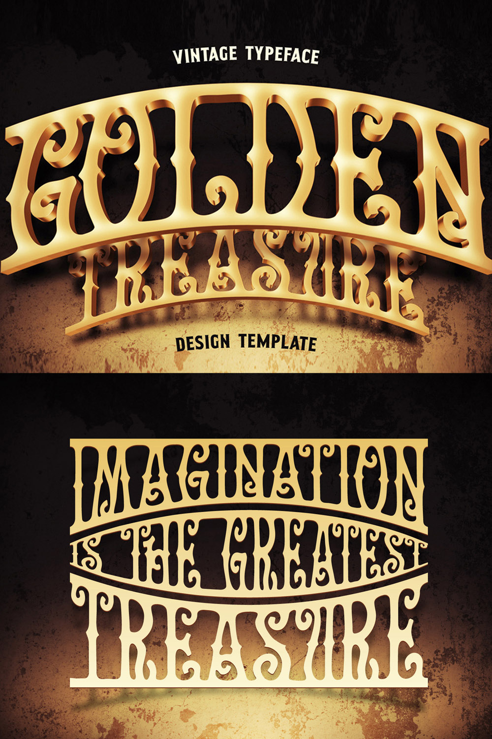 Golden Treasure Vintage Font & Template pinterest.