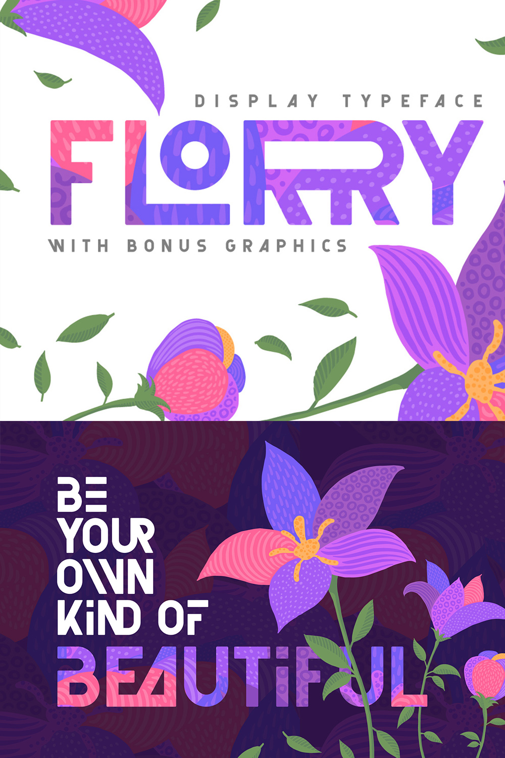 Florry Modern Display Font & Graphics pinterest.
