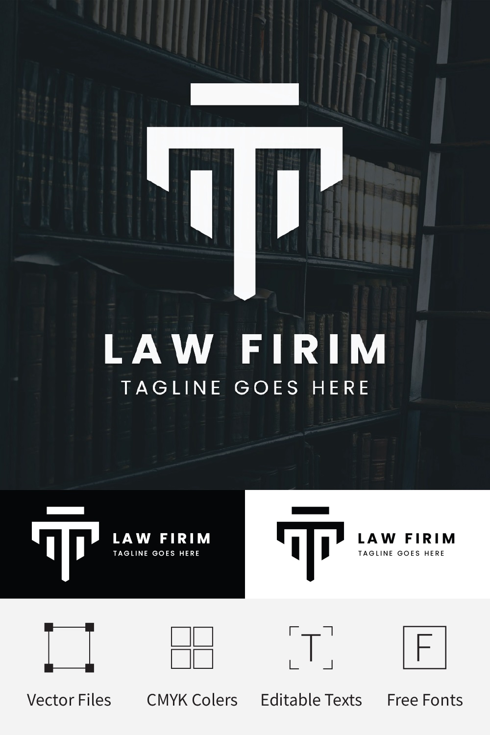 pinterest image Law firm Logo Design Template.