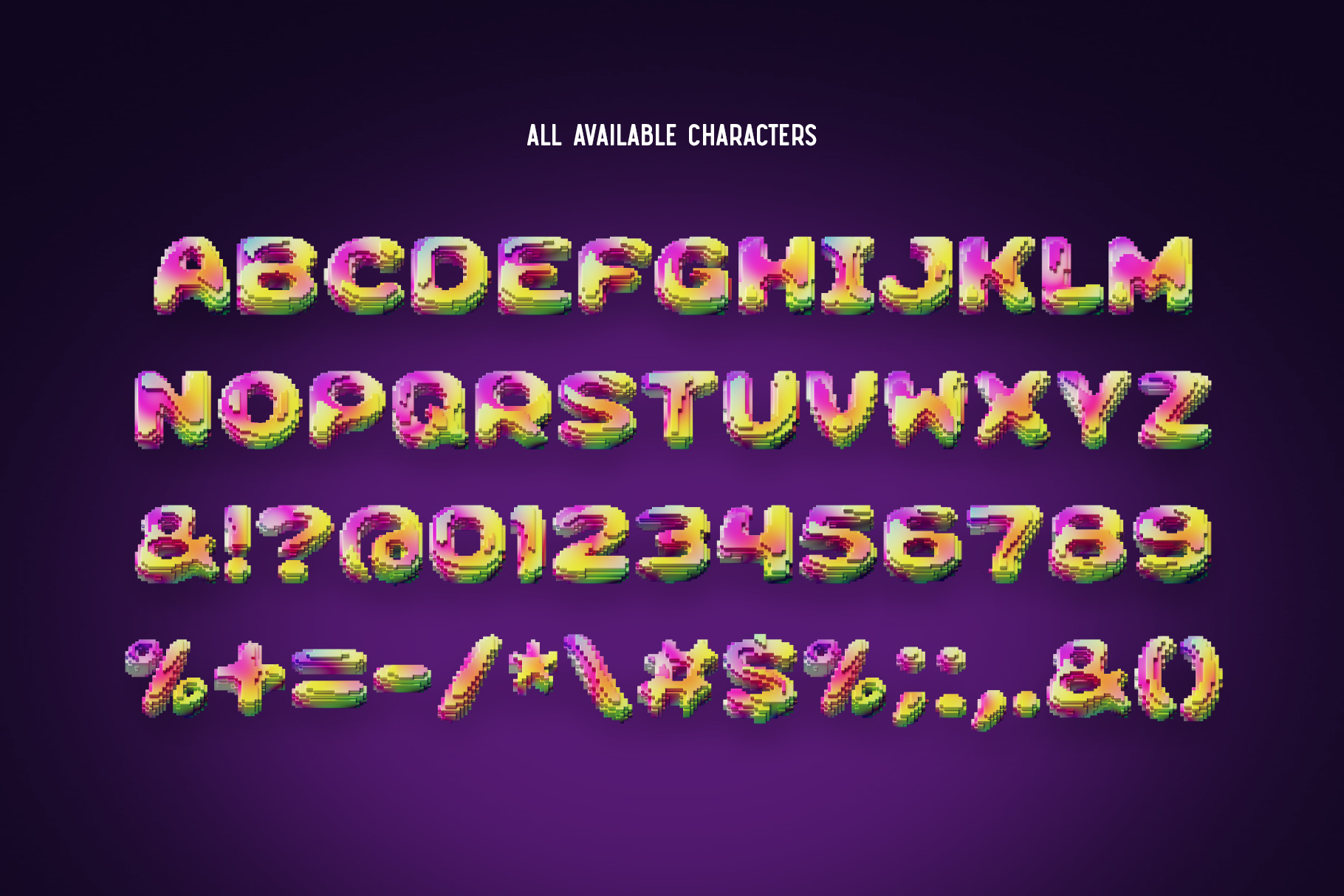 Pixcraft – Color Bitmap Font letters