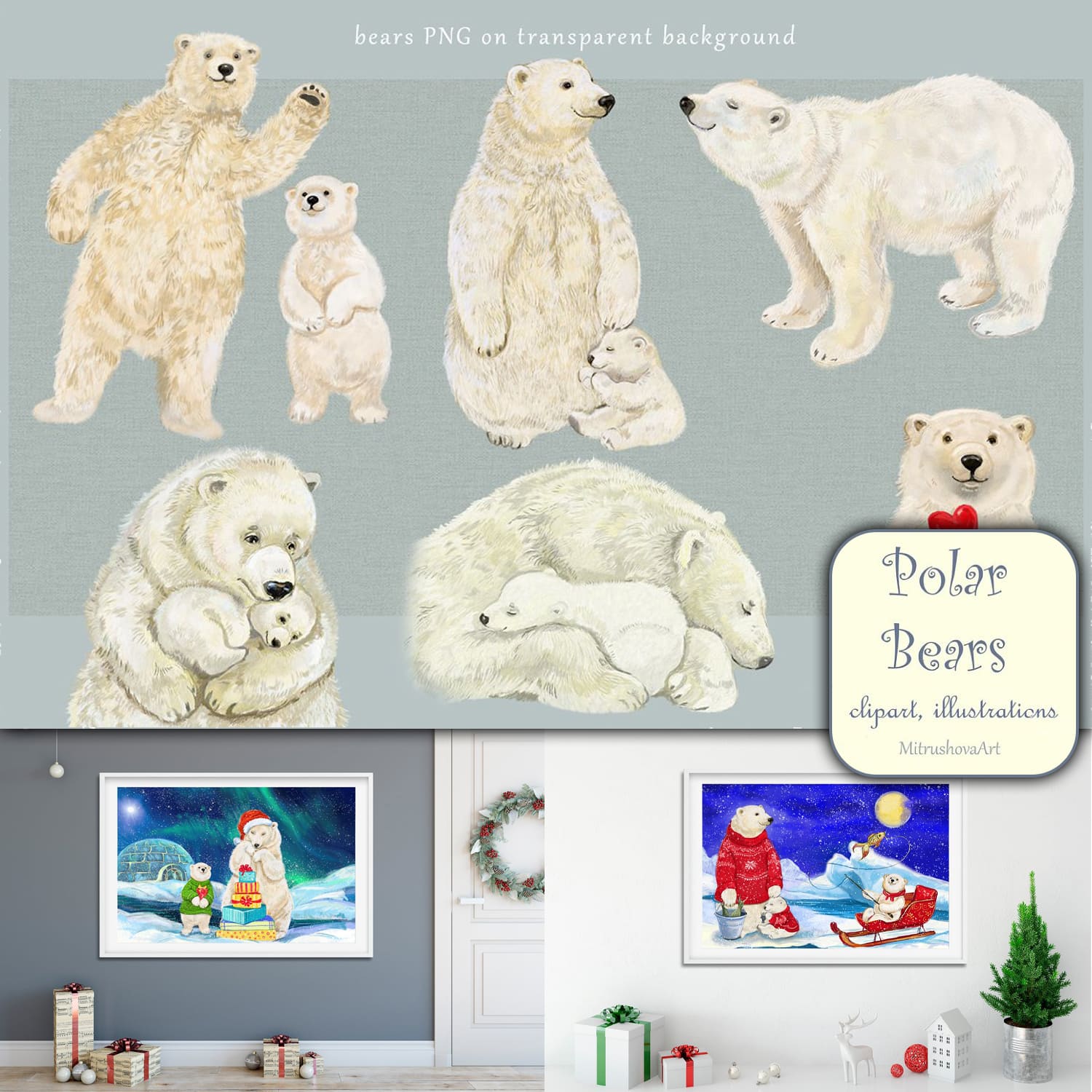 Polar Bear clipart illustrations cover.