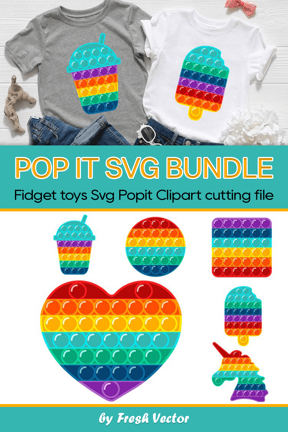 Pop It SVG Bundle - pinterest image preview.