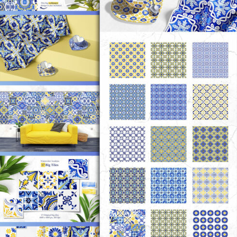 Portuguese azulejos tiles patterns - pinterest image preview.