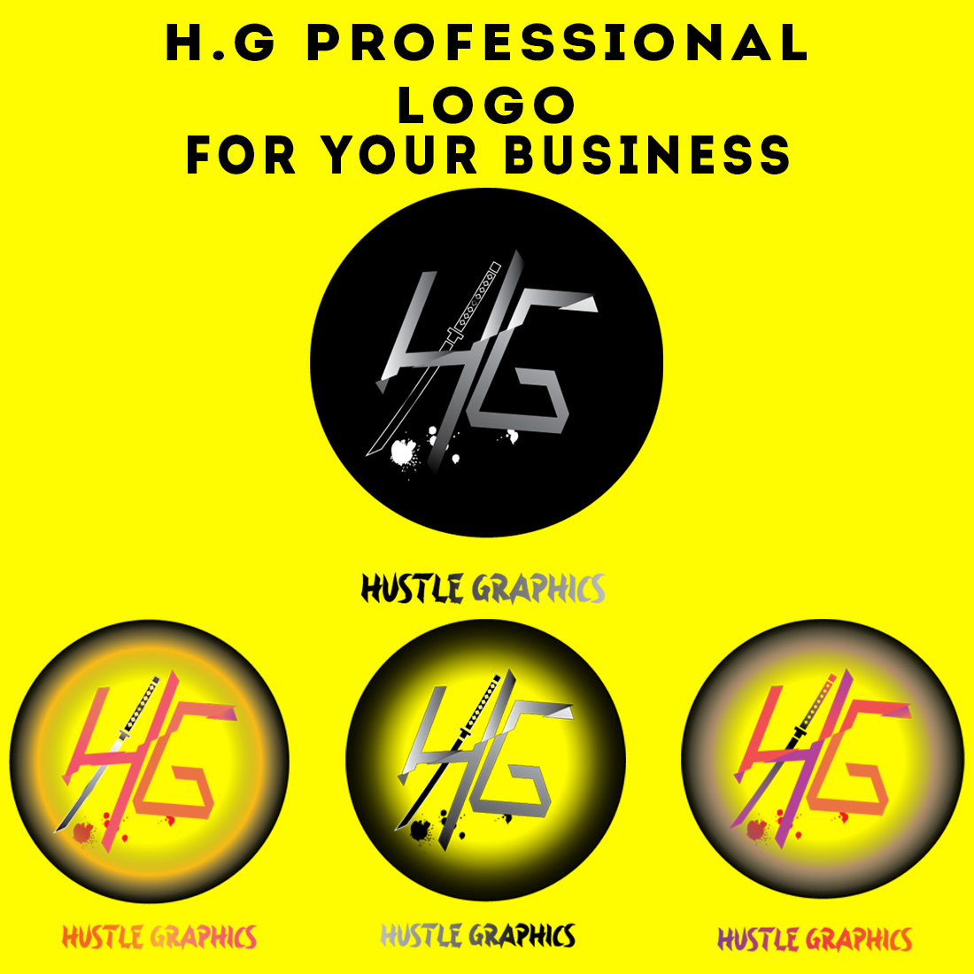 H.G Letter professional Business logo previews.