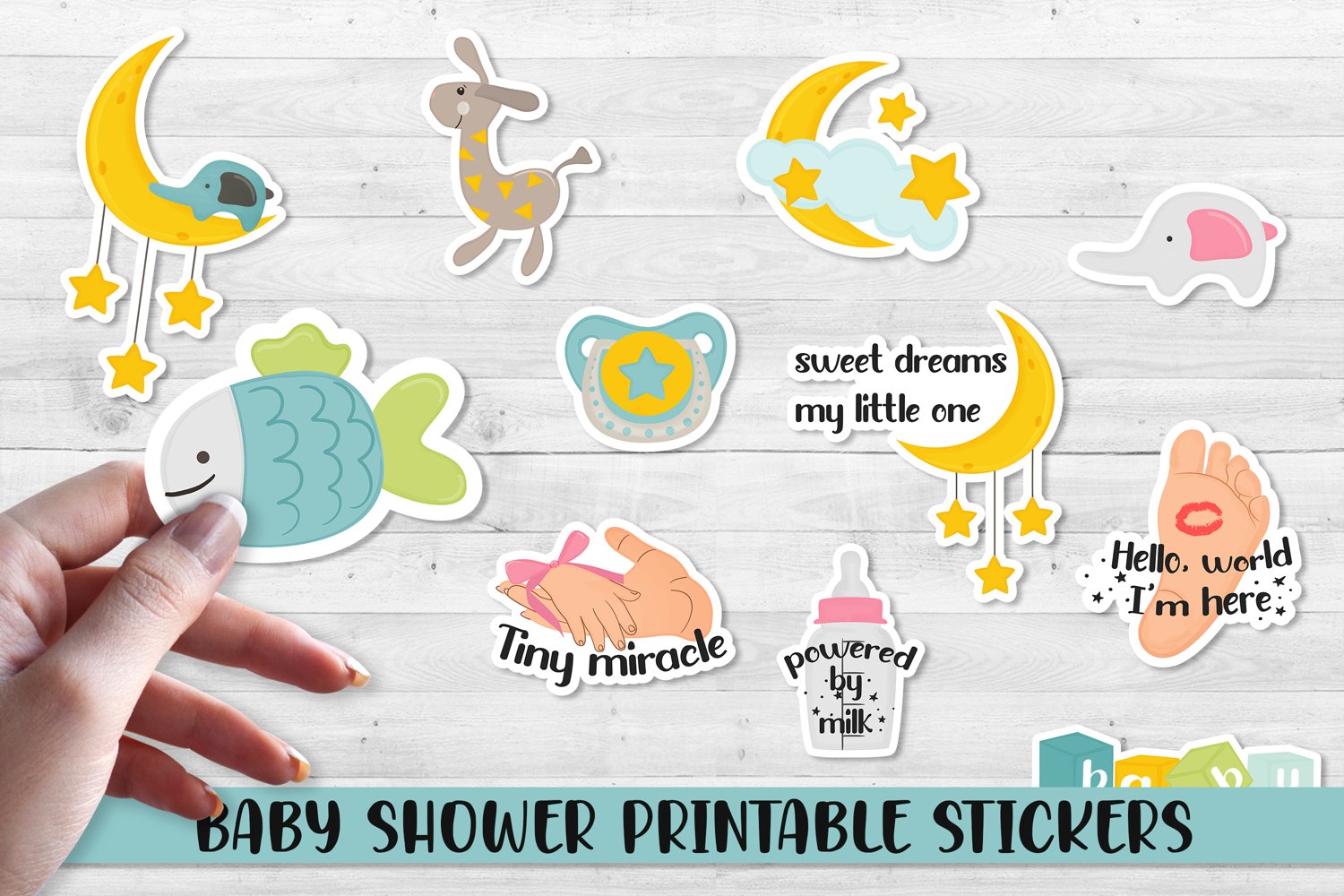 Baby shower printable stickers.
