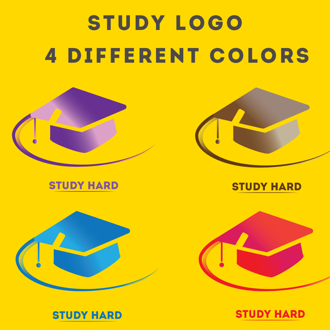 Professional Graduation Hat or Study Logo previews.