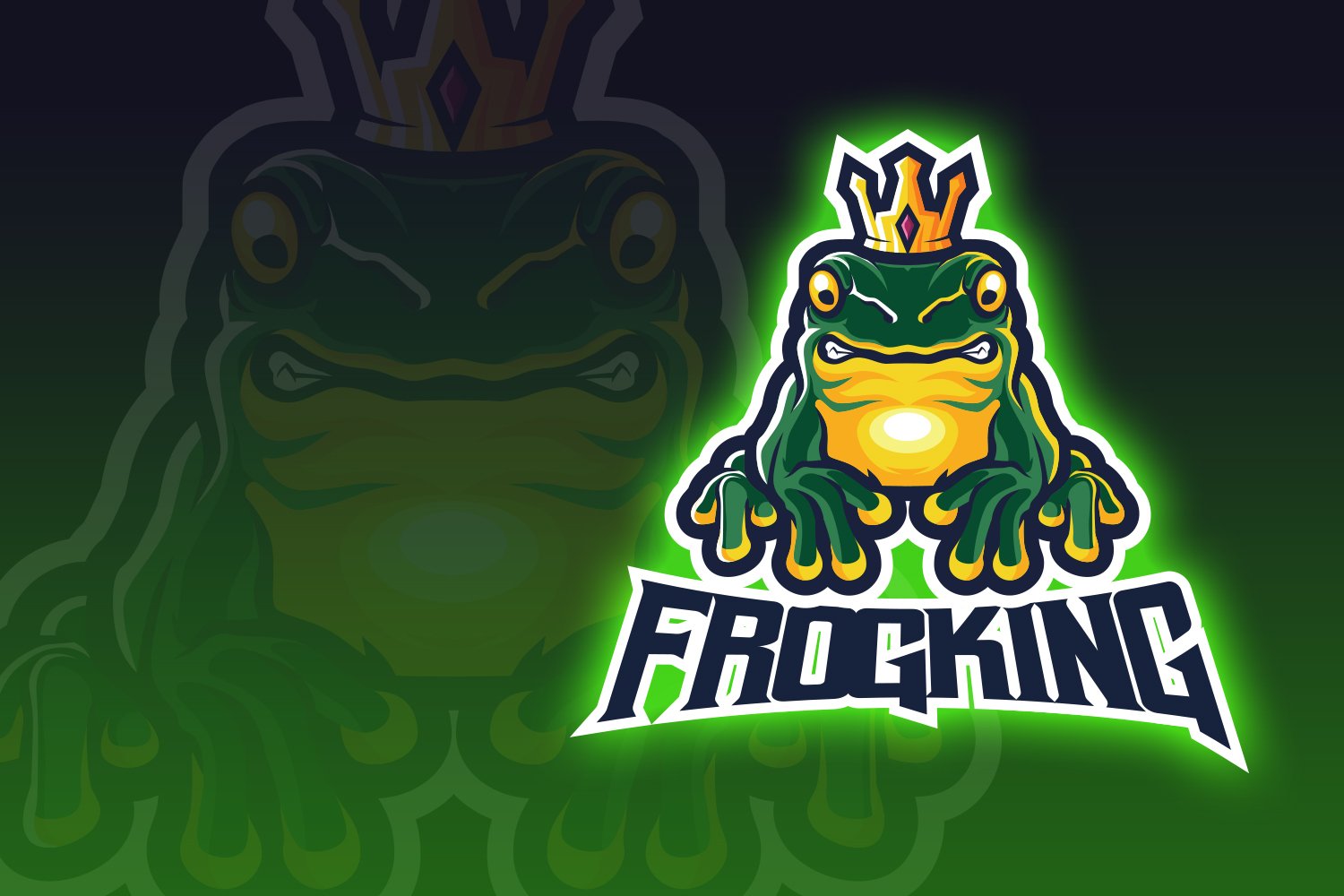 So angry king frog in a deep green color.