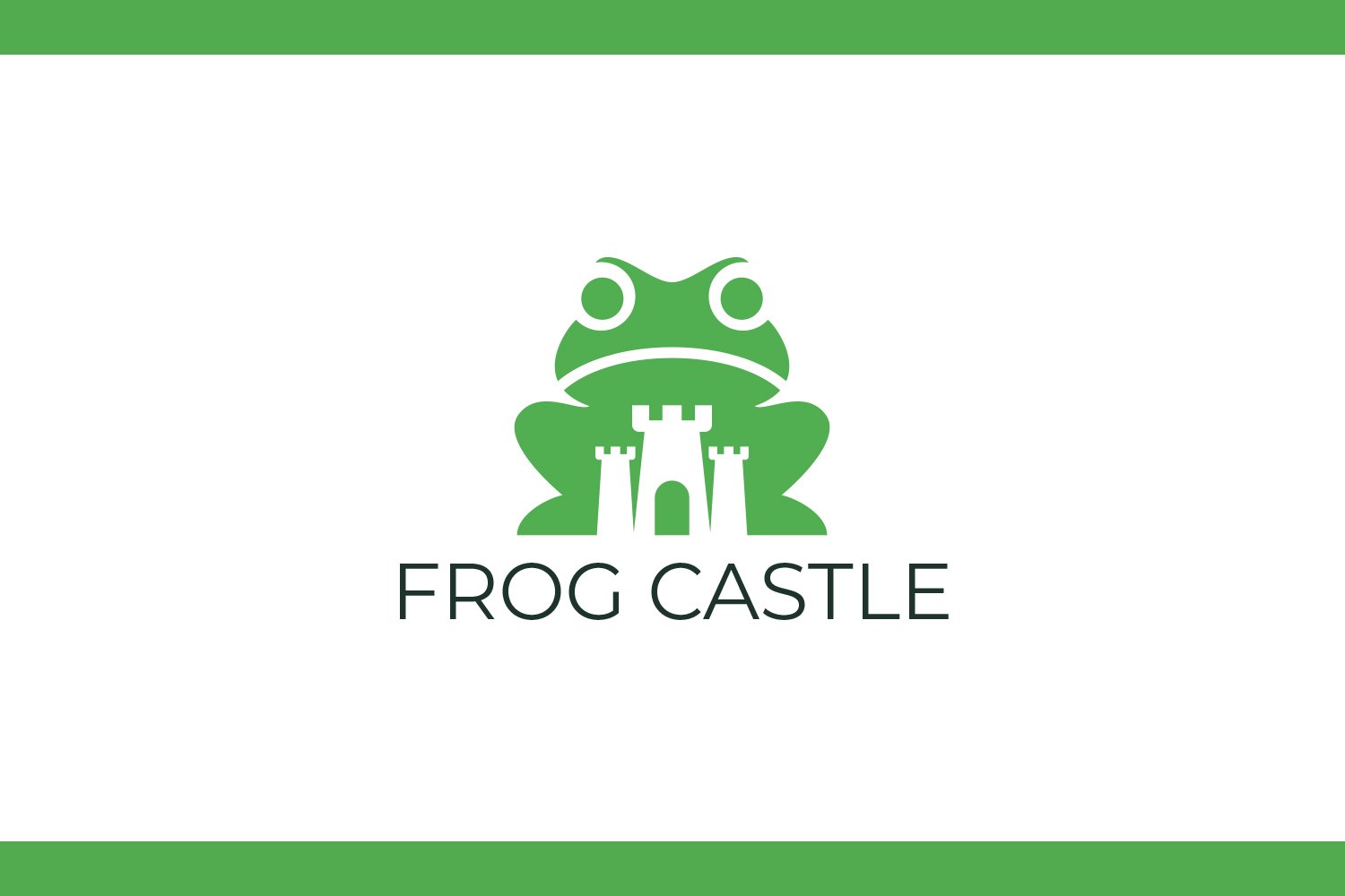 Angry green frog with the castle.
