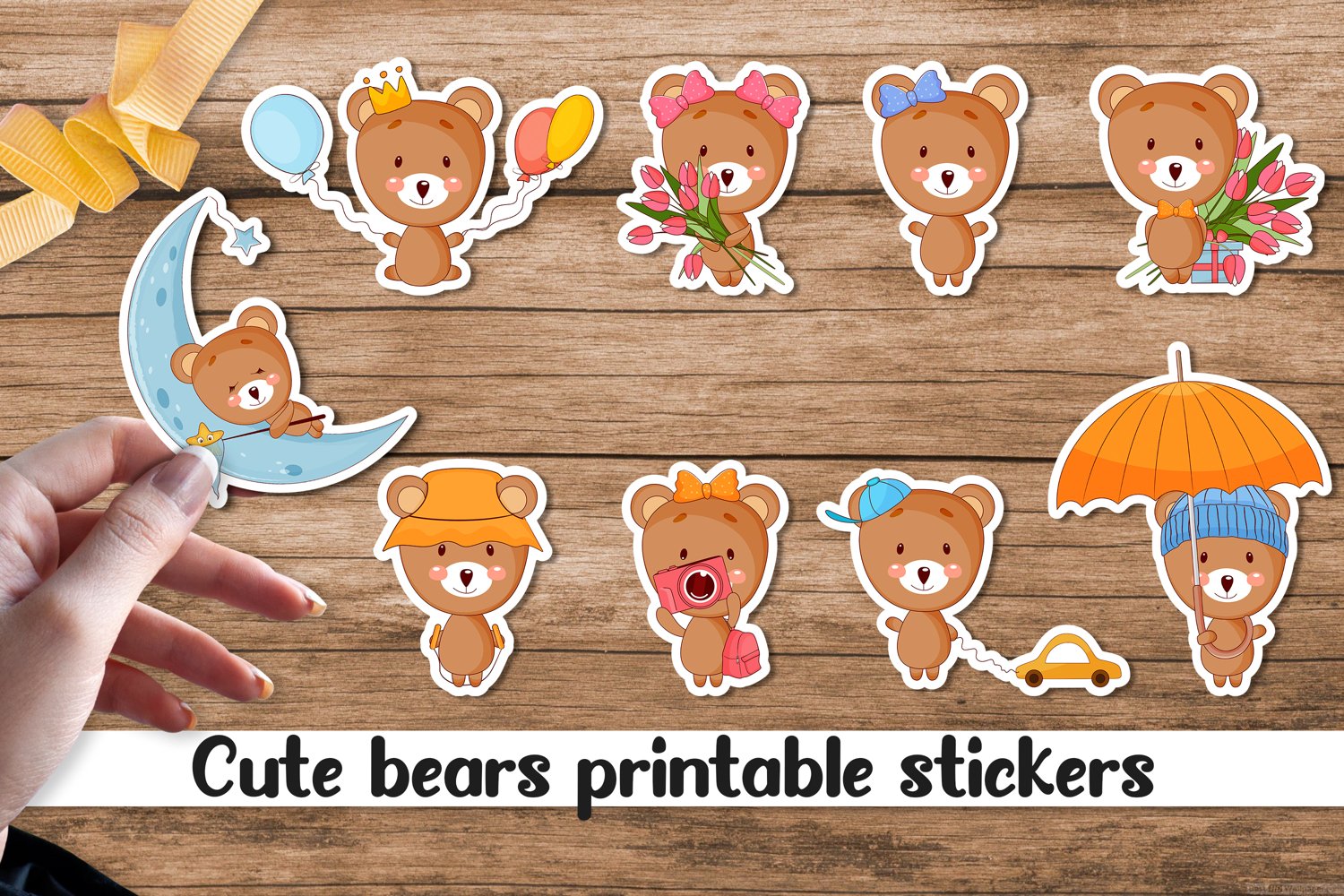 Cute bears printable stickers.