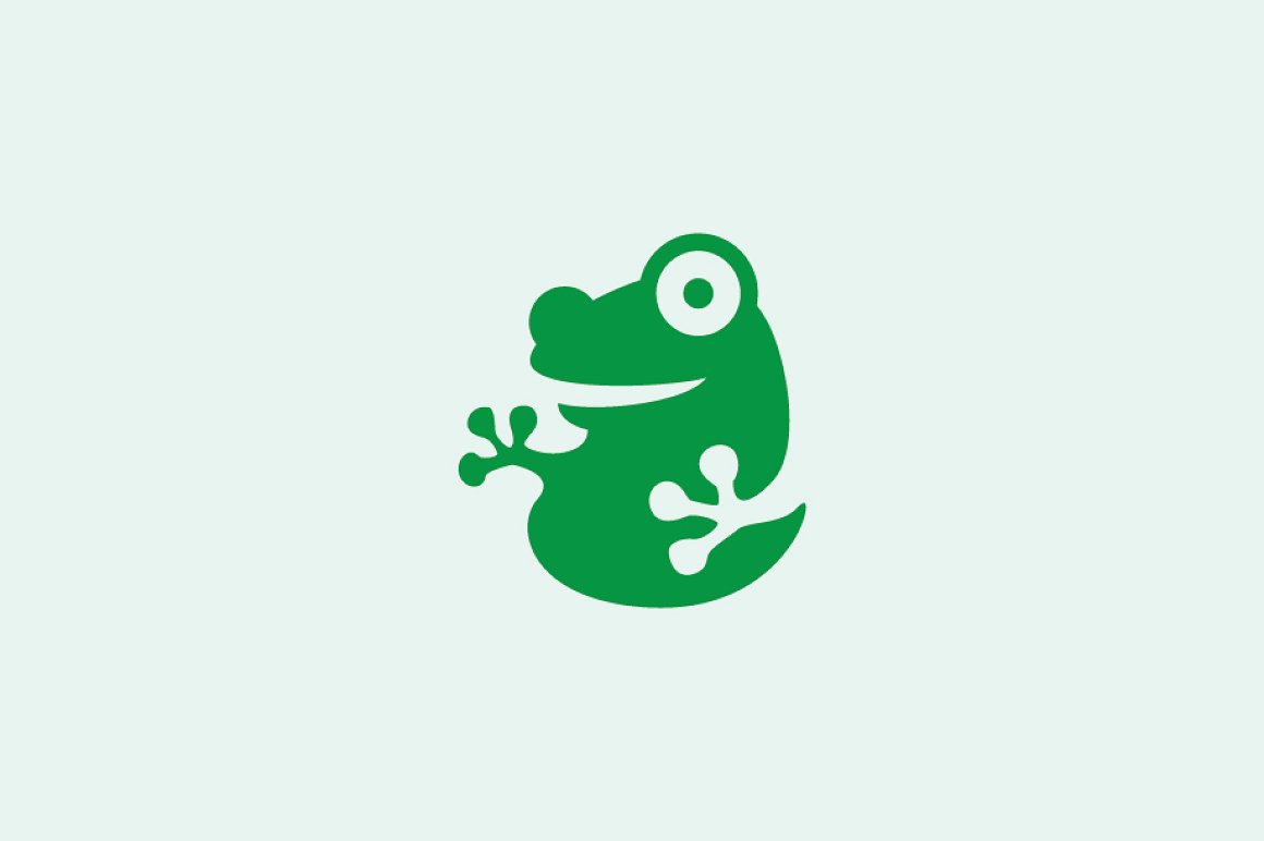 Light green background with green frog.
