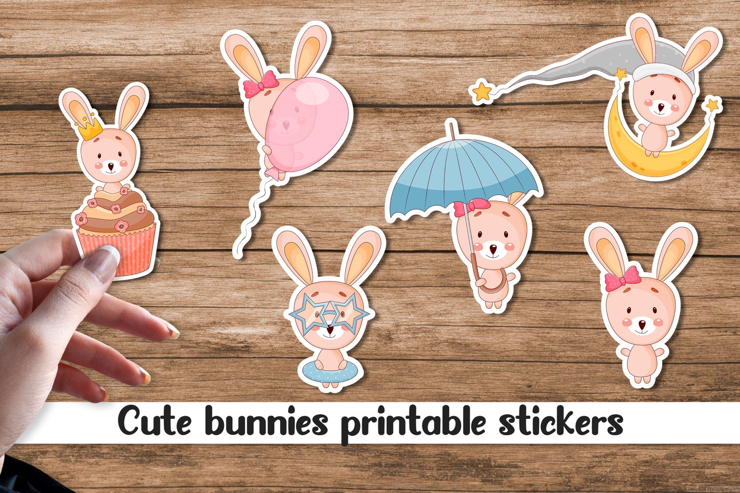 Cute bunnies printable stickers.