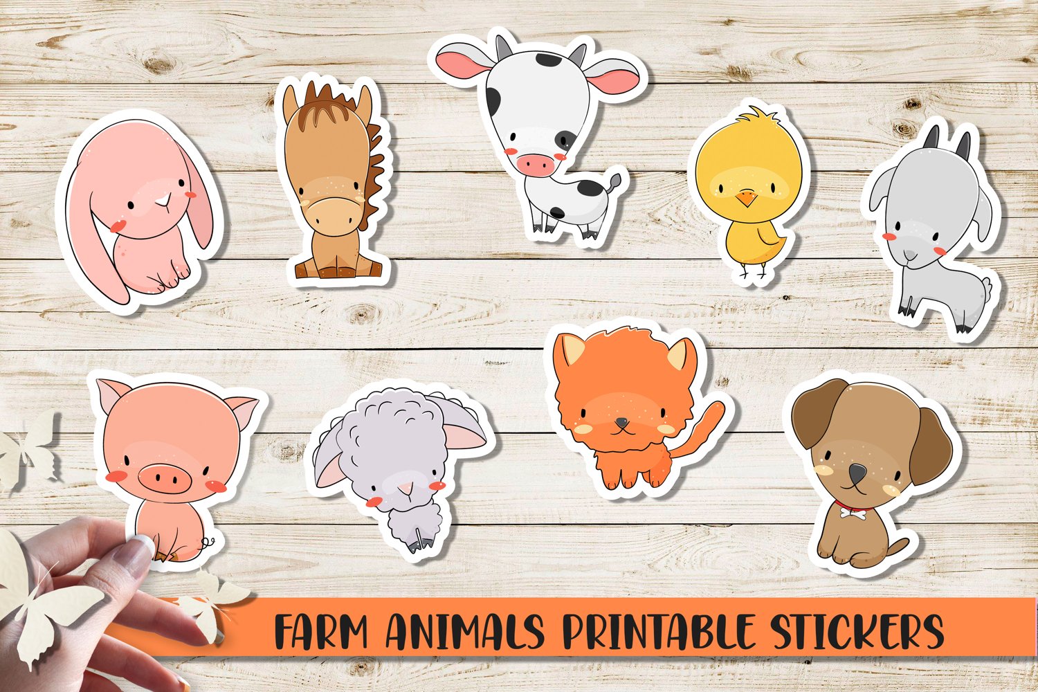 Farm animals printable stickers.
