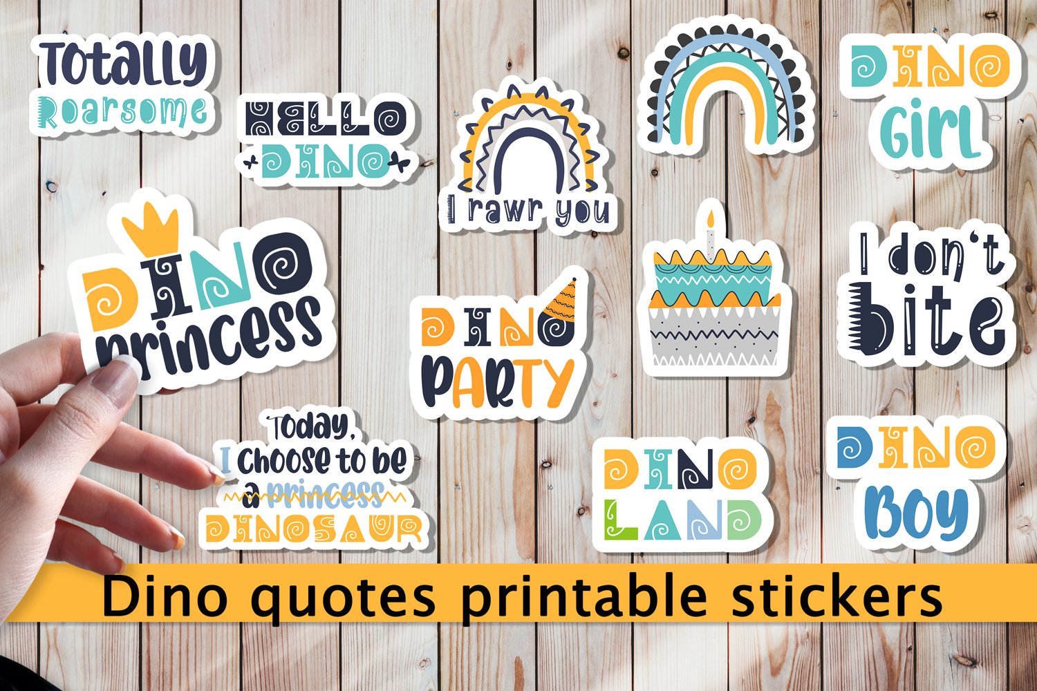 Dino quotes printable stickers.