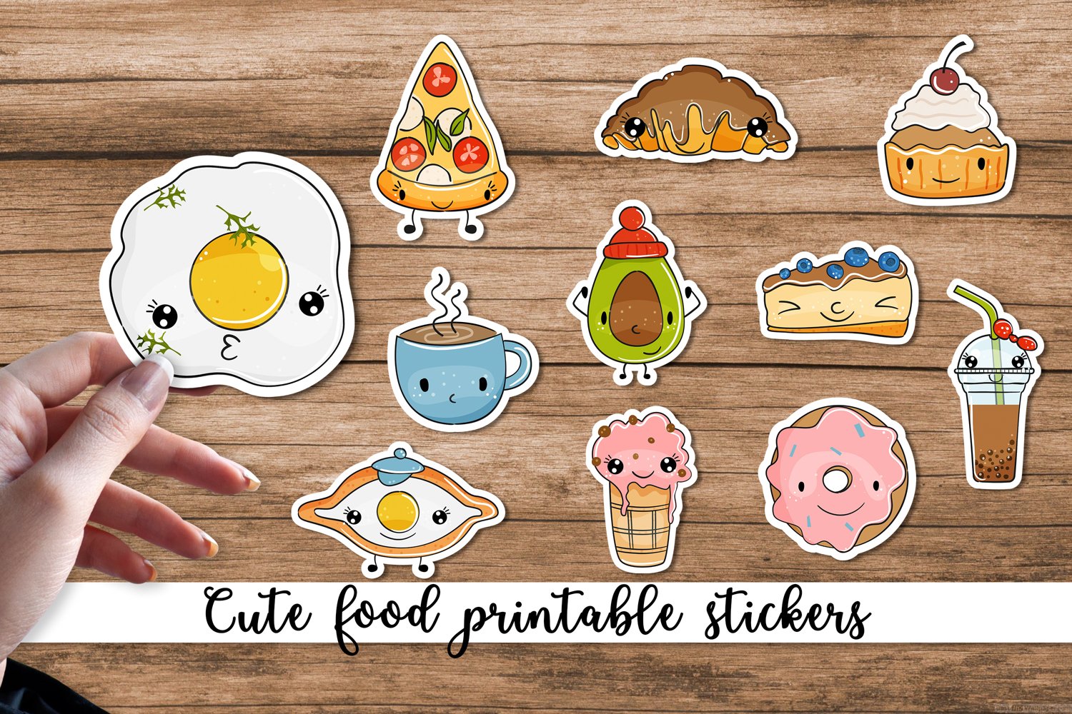 Cute food printable stickers.