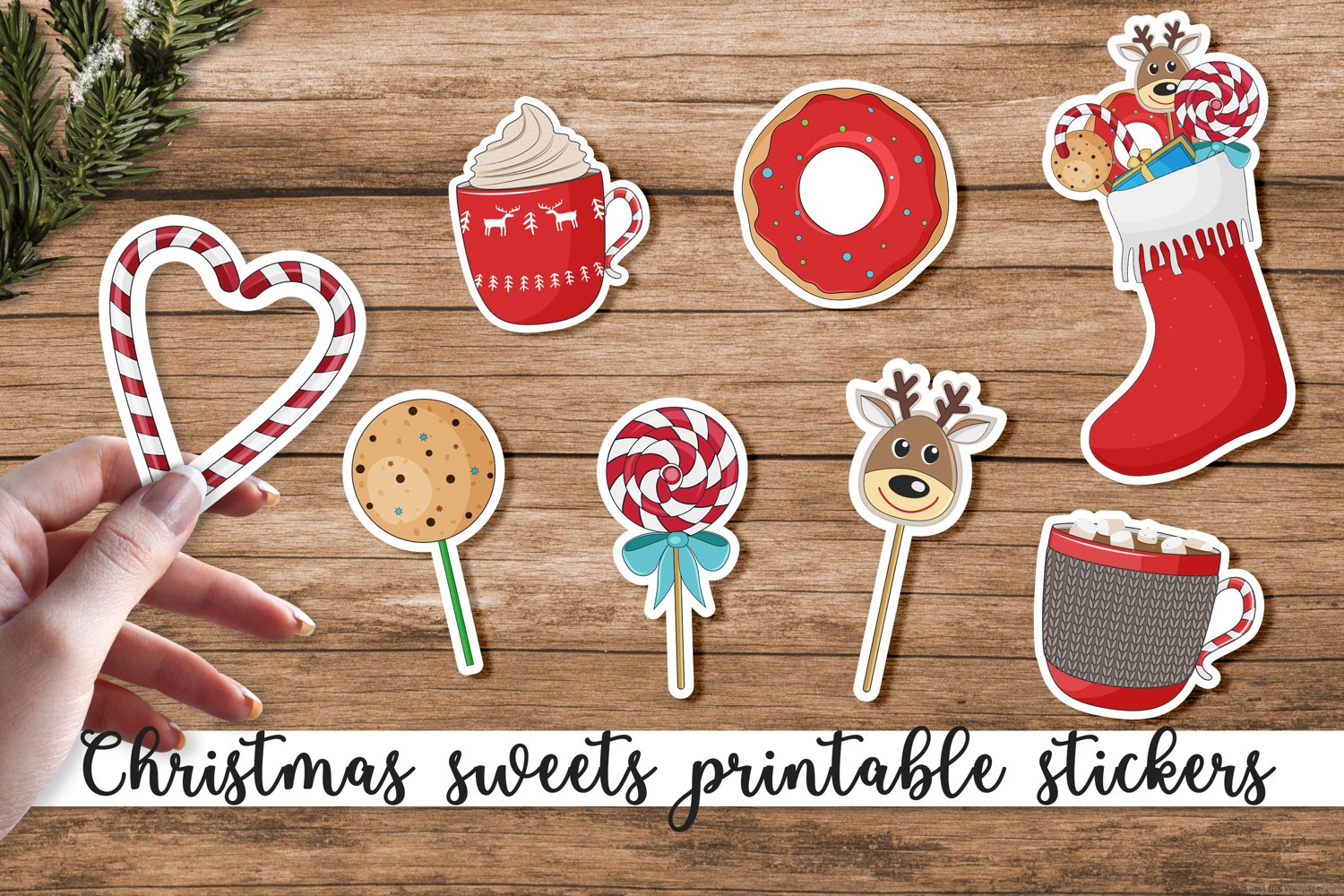 Christmas sweets printable stickers.