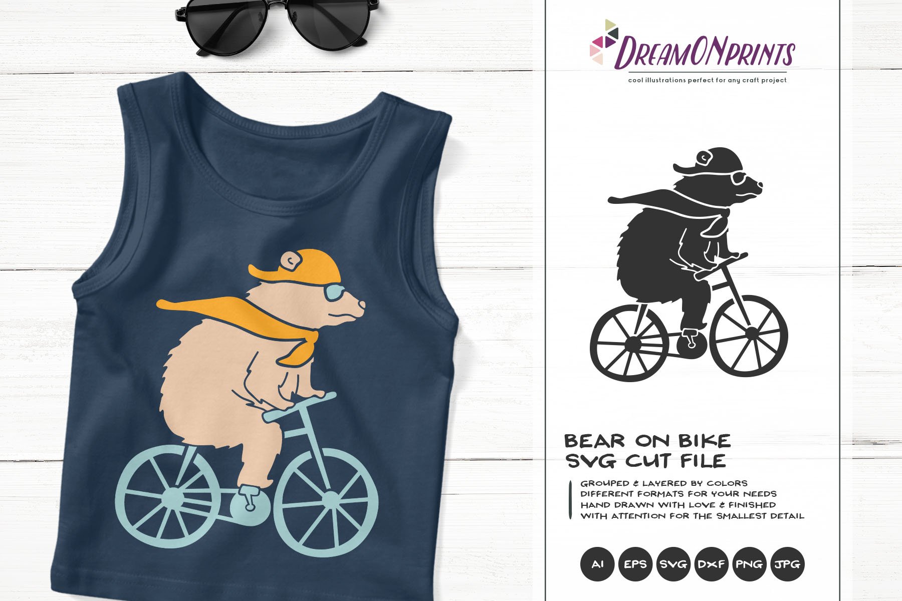 Bear riding a bike with a dog on it.