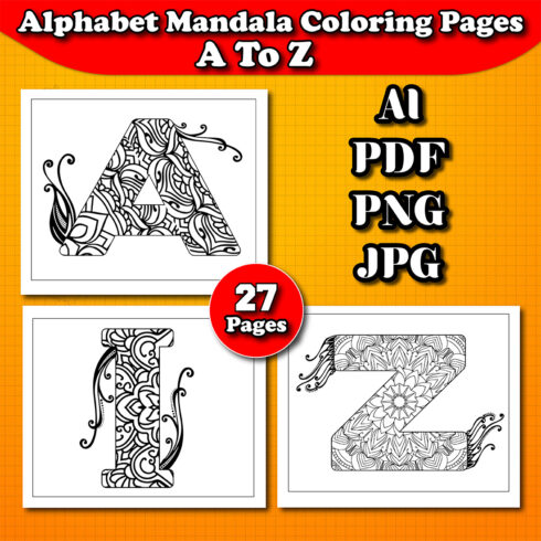 Alphabet Mandala Coloring Pages cover image.