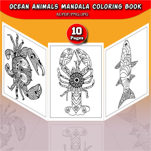 Ocean Animals Mandala Coloring Book cover image.