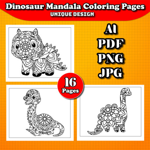 preview image 1Dinosaur Mandala Coloring Pages