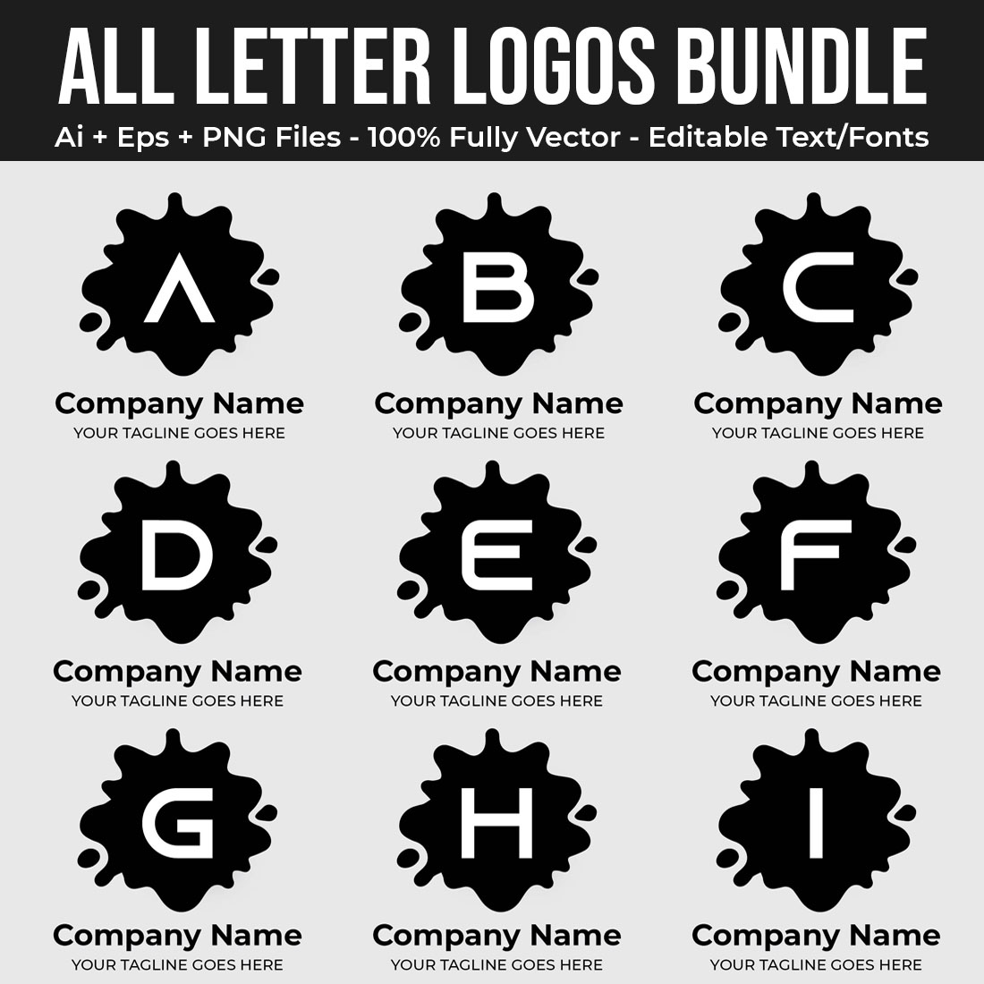 All Letter Logos Bundle cover image.