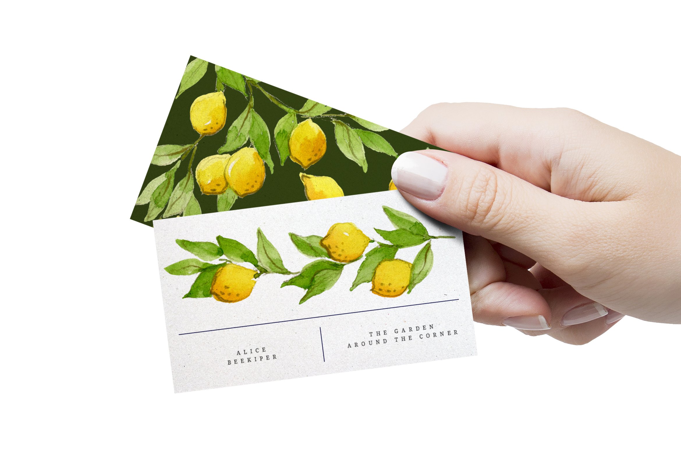 Two options of the business cards with lemons.