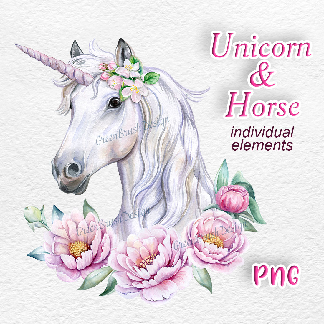Watercolor Unicorn Face with Flowers Frame cover image.