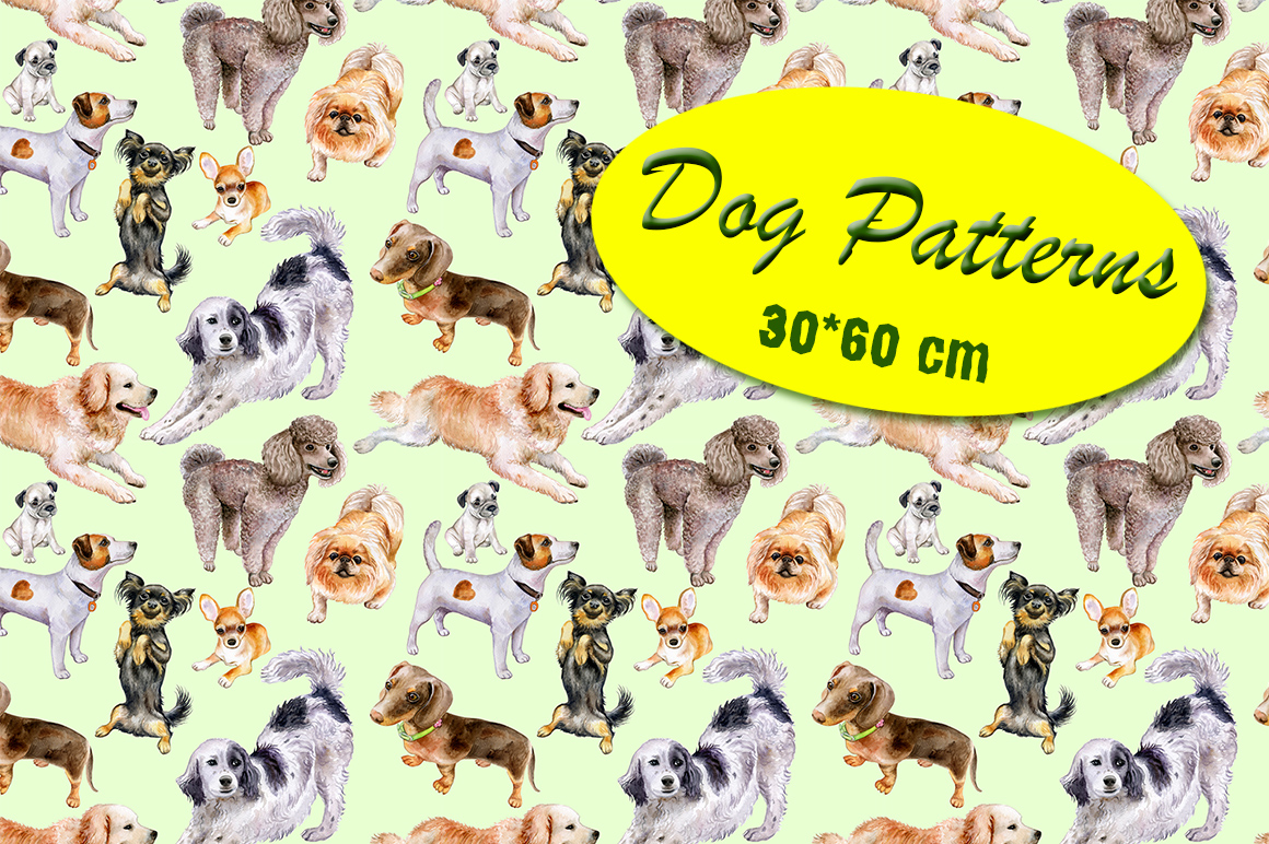 Puppy Dog Digital Papers. Seamless patterns facebook inmage.