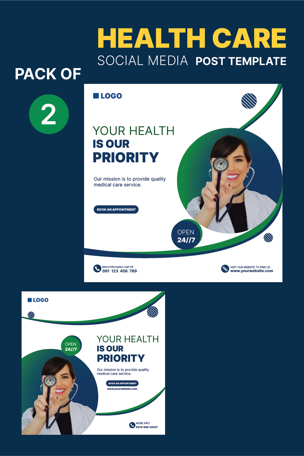 2 Health Care or Medical Social Media Post Template High-Res
